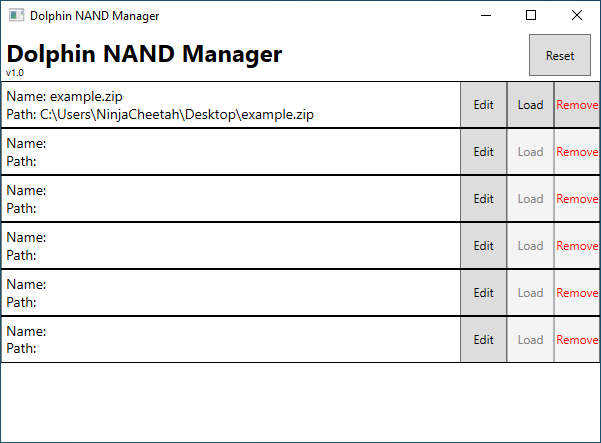 An image of DNM's main menu.